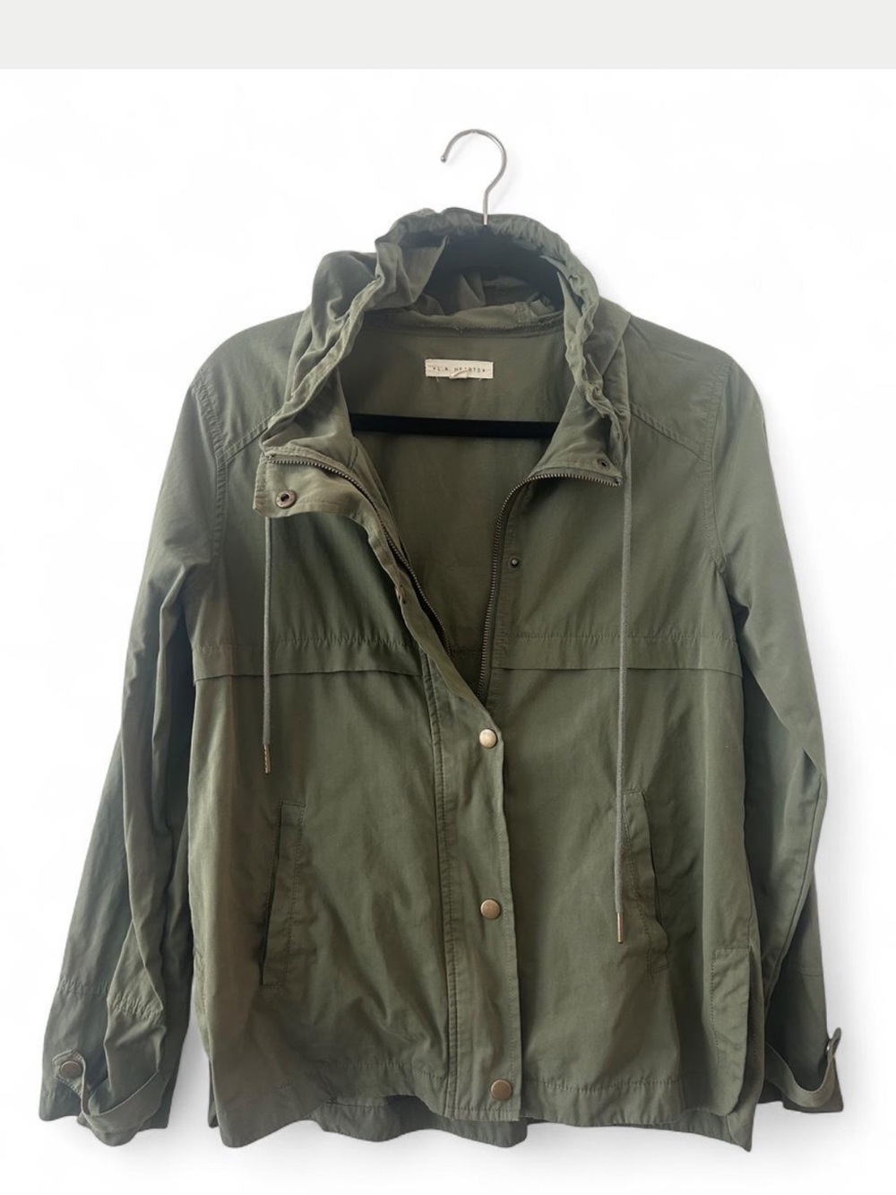 Y2K Olive Green Hooded Utility Jacket | LA Hearts Size Small